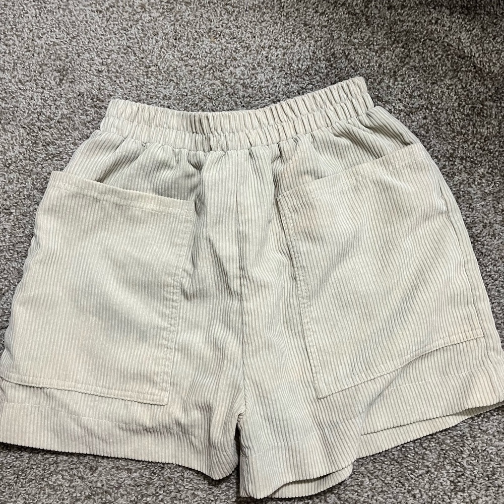 Women's Cream Corduroy Shorts